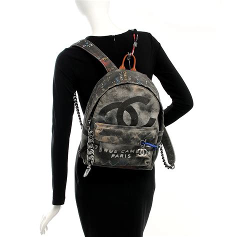 chanel graffiti printed canvas backpack|chanel canvas bag.